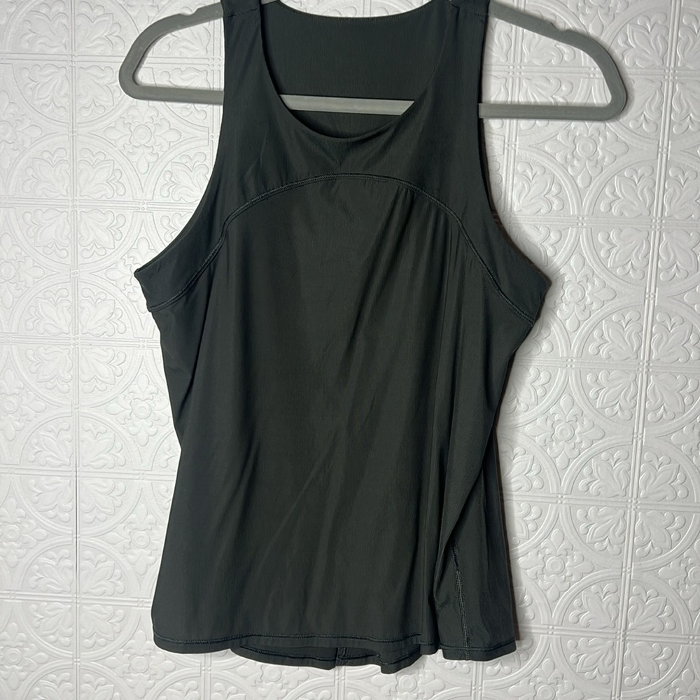 Spanx Go Lightly Ribbed Tie Back Tank Dark Olive Green SZ S - Picture 4 of 10